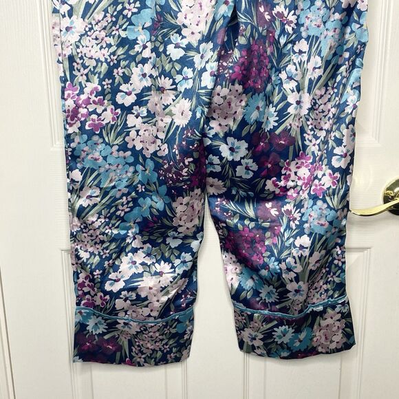Adore Me Womens Satin Pajama Pants Size Large Pull-On Pockets Floral Colorful - Picture 9 of 12